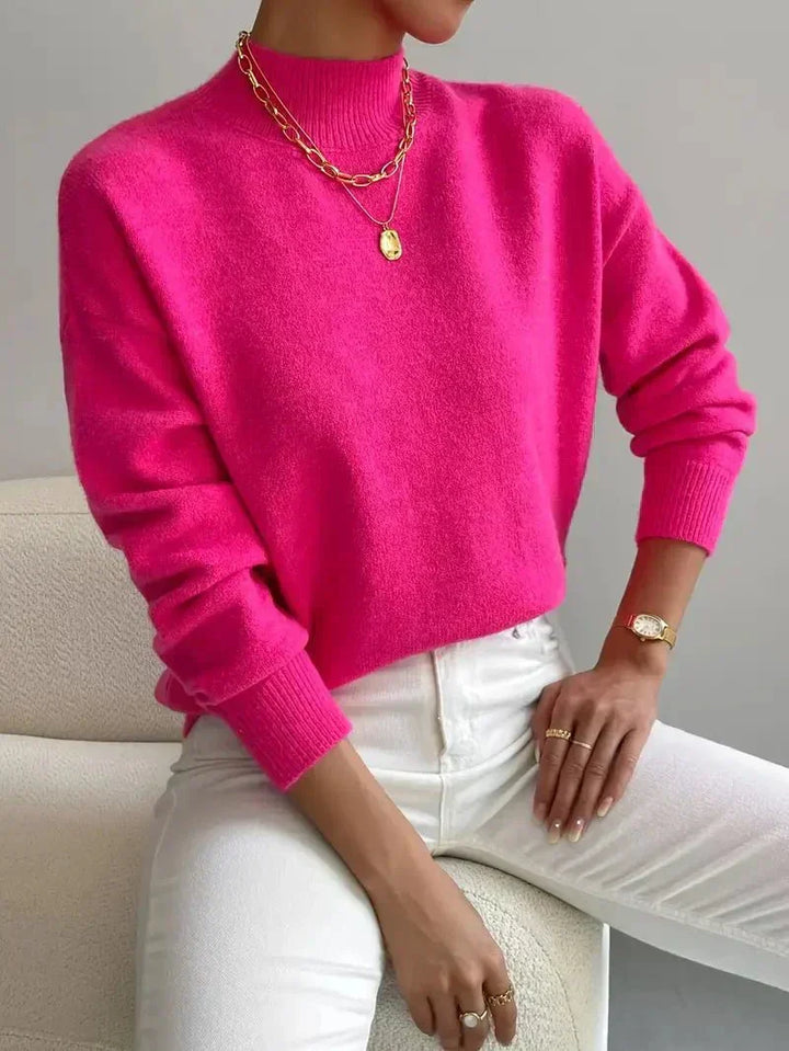 Women's Funny Christmas Jumpers with Turtleneck in Pink