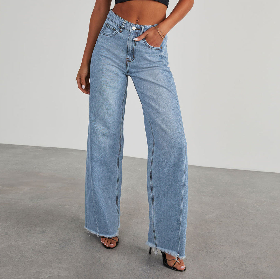 Women's High-Waisted Wide Leg Jeans in Light Blue