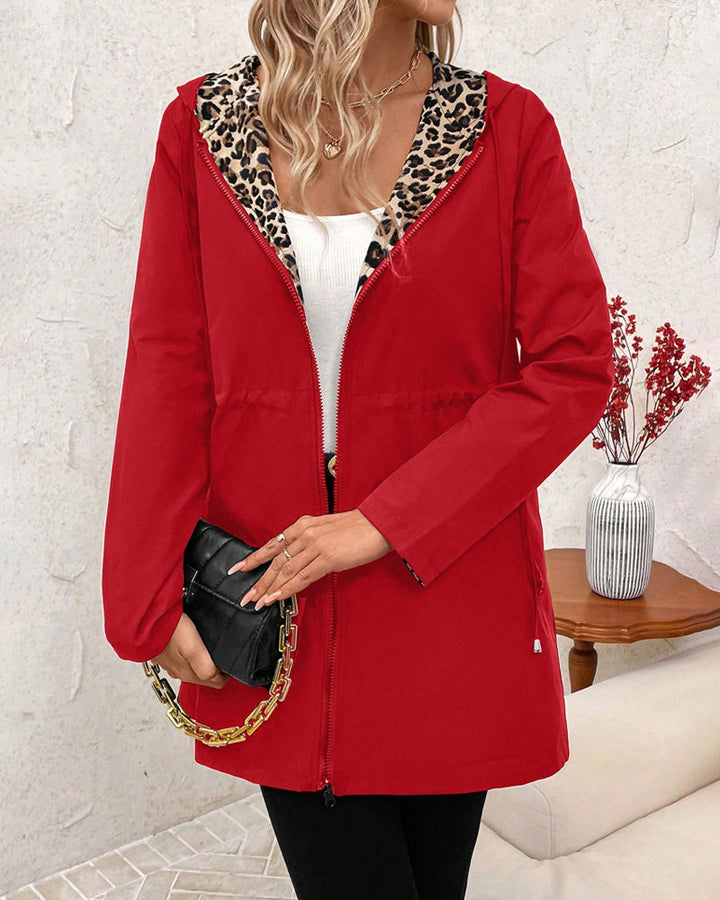 Women's Hooded Polyester Coat with Reversible Design (9)