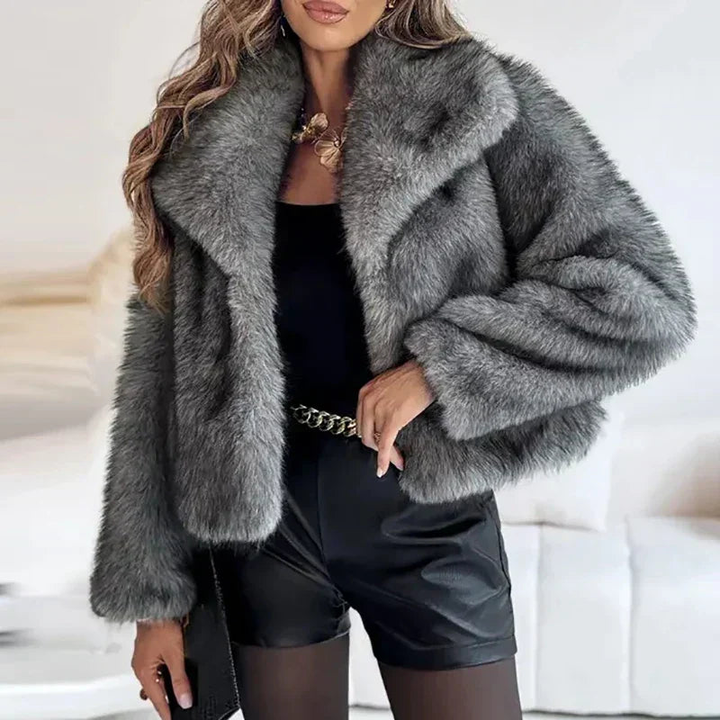 Women's Jacket with Faux Fur for Autumn Layering