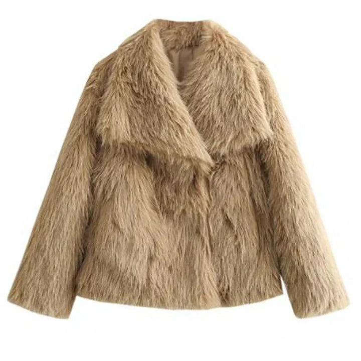 Women's Jacket with Faux Fur for Autumn Layering in Beige