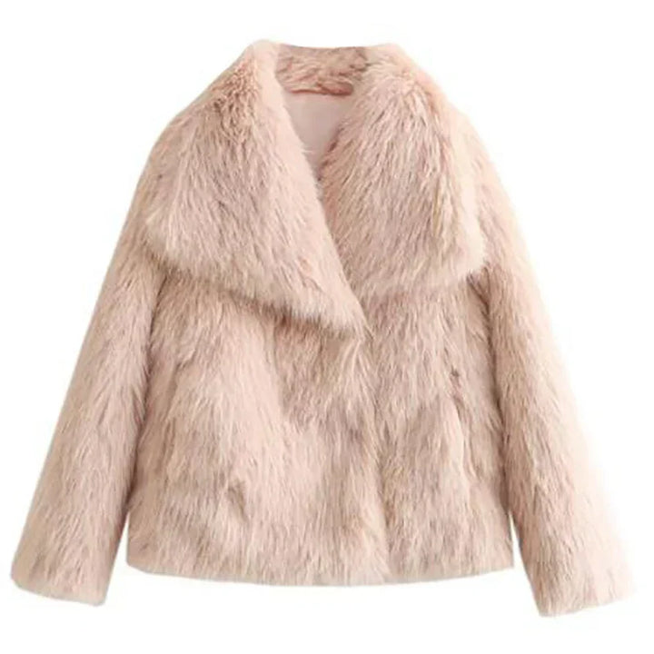 Women's Jacket with Faux Fur for Autumn Layering in Light Pink