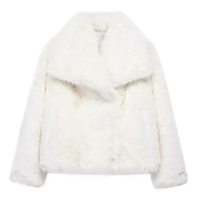 Women's Jacket with Faux Fur for Autumn Layering in White