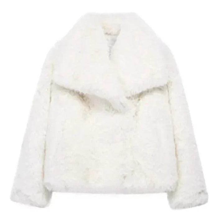 Women's Jacket with Faux Fur for Autumn Layering in White