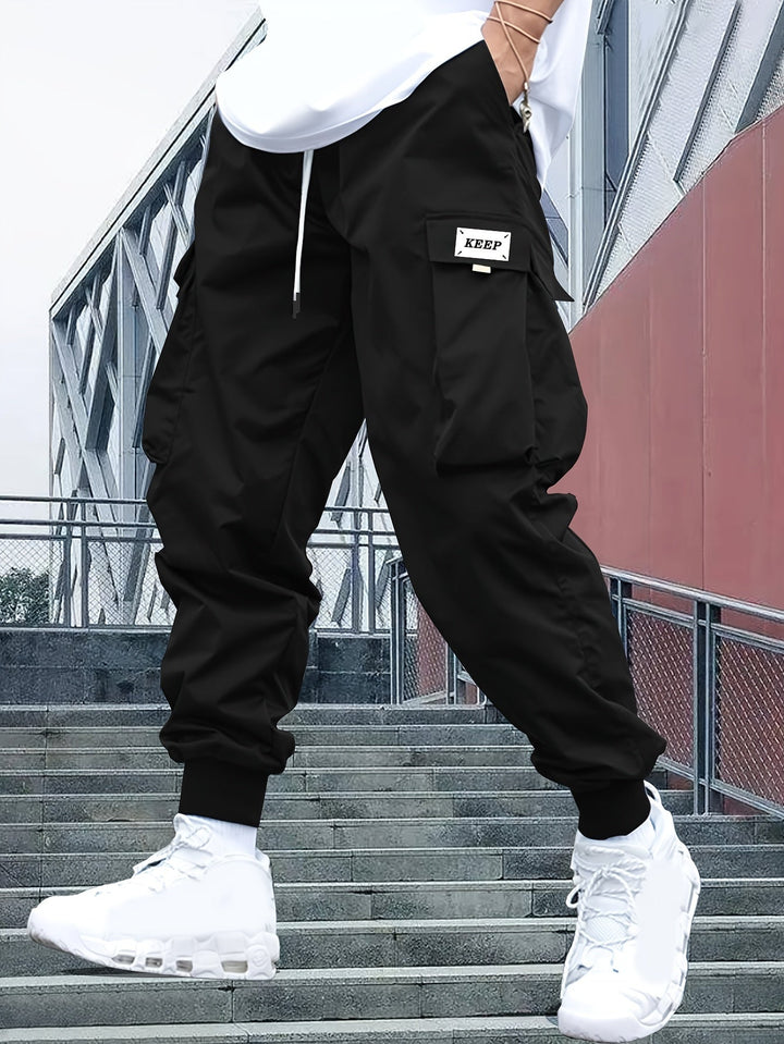 Women's Jeans-Style Cargo Jogger Pants in Black