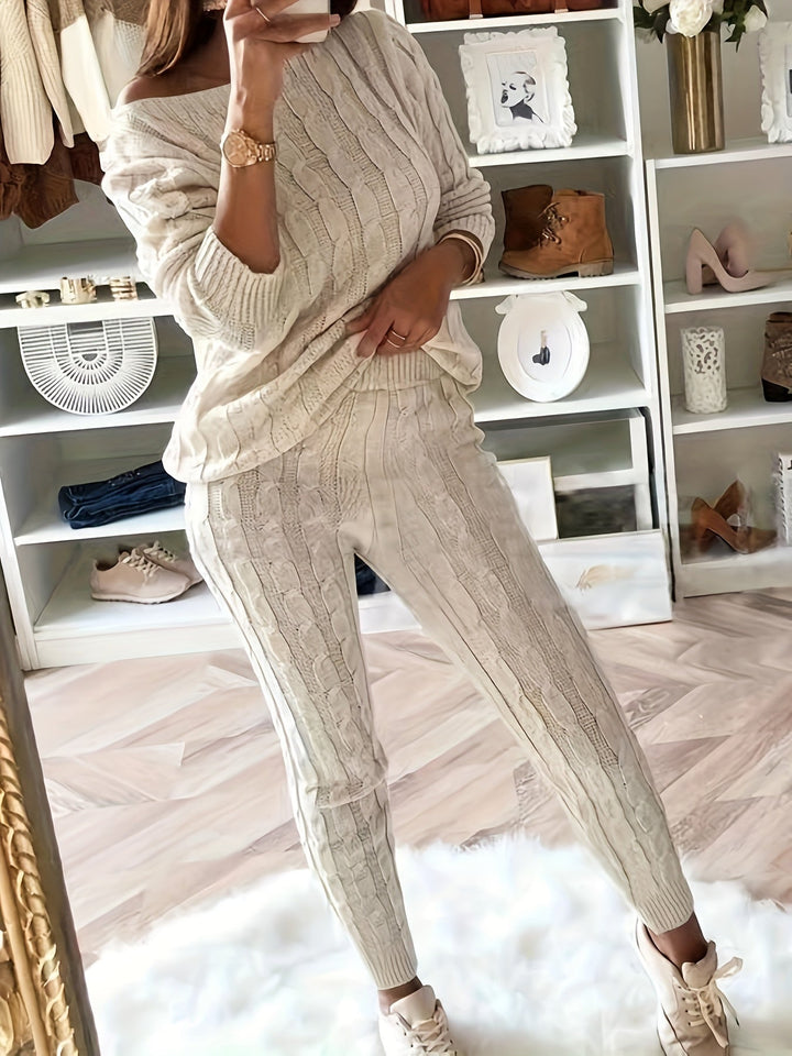 Women's Jumper Dress Cable Knit Lounge Set (6)