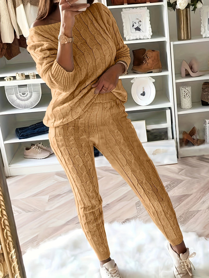 Women's Jumper Dress Cable Knit Lounge Set in Yellow