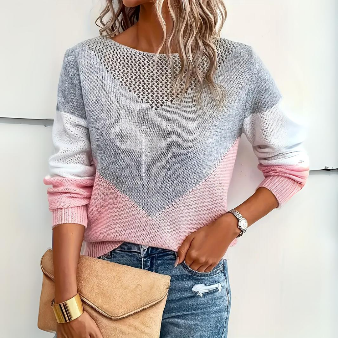 Women's Jumper Dress, Colourblock Relaxed Fit in Pink