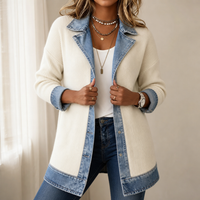 Lottie | Women's Jumper in Textured Knit with Denim