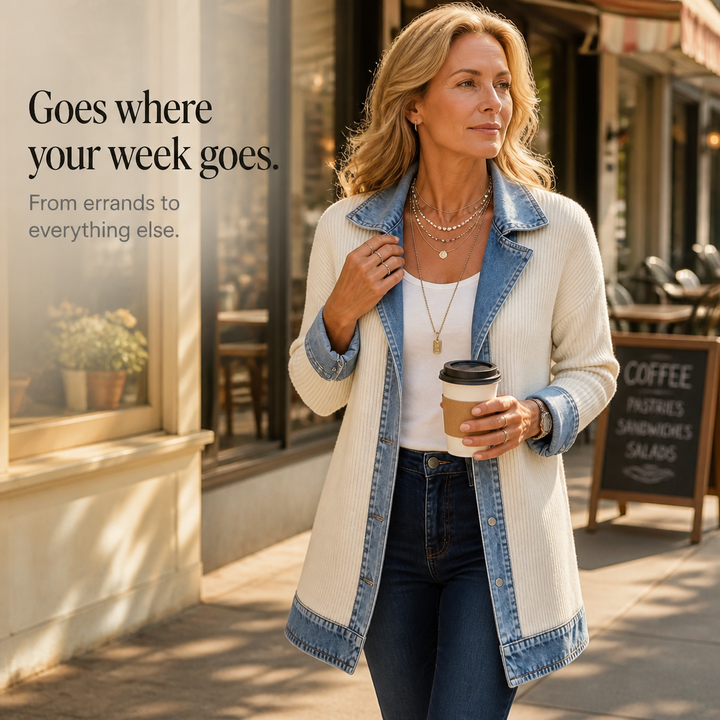 Women's Jumper in Textured Knit with Denim (6)