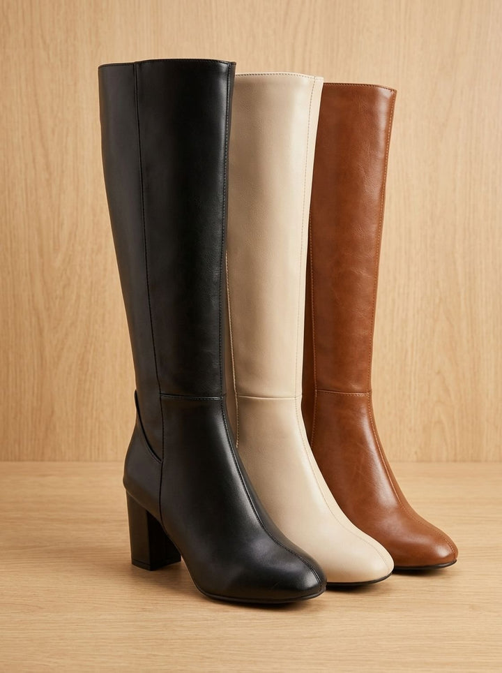 Women's Knee-High Black Cowboy Boots (8)