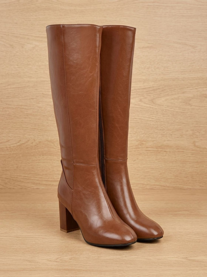 Women's Knee-High Black Cowboy Boots in Brown