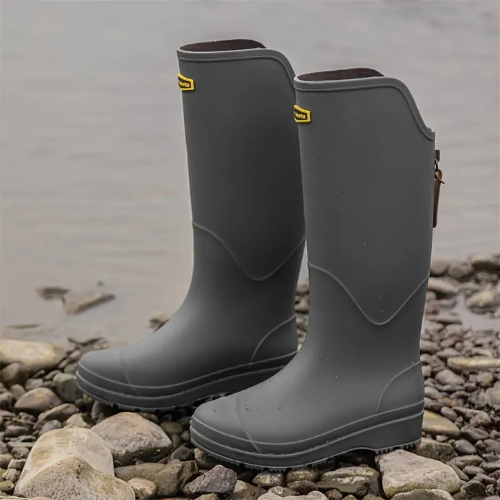 Women's Knee High Boots for Wet Weather in Dark Grey