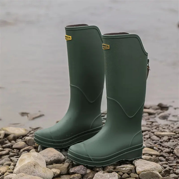 Women's Knee High Boots for Wet Weather in Green
