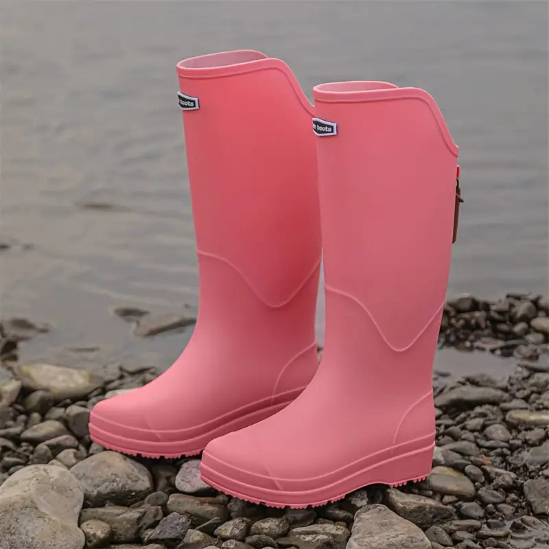 Women's Knee High Boots for Wet Weather in Pink