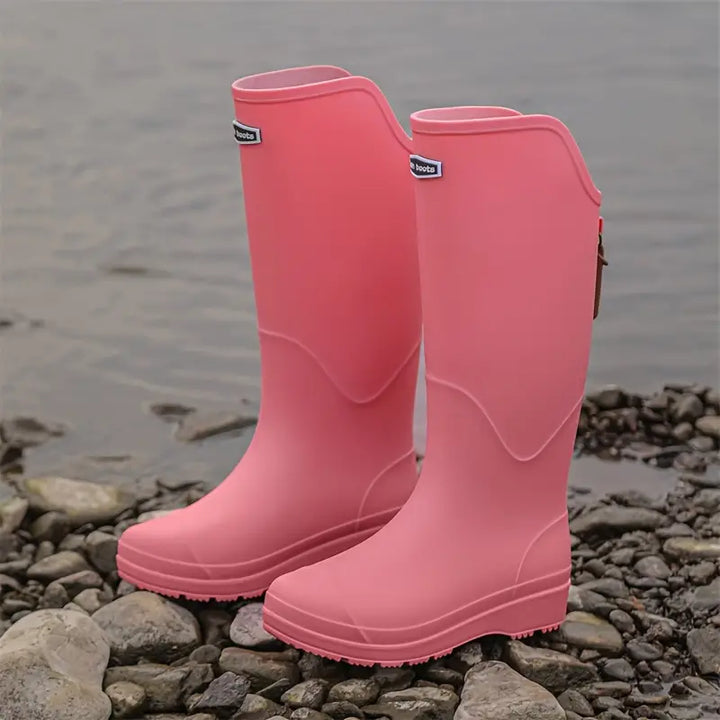 Women's Knee High Boots for Wet Weather in Pink