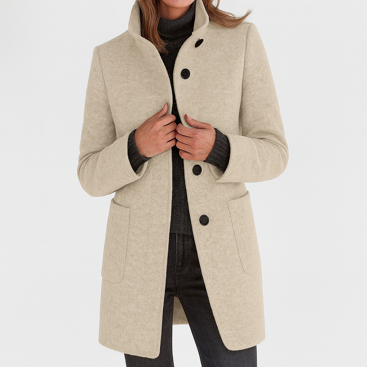 Women's Knee-Length Professional Coat for Commuting in Beige