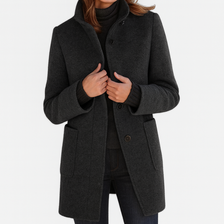 Women's Knee-Length Professional Coat for Commuting in Black