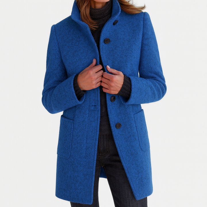 Women's Knee-Length Professional Coat for Commuting in Blue