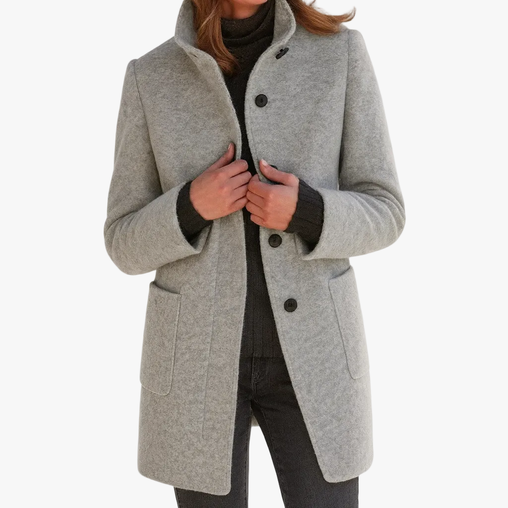Women's Knee-Length Professional Coat for Commuting in Grey