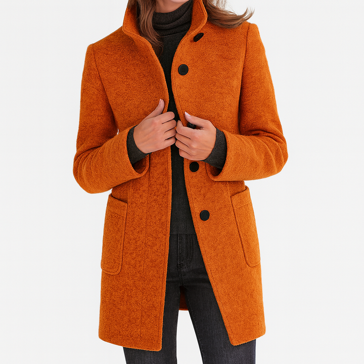 Women's Knee-Length Professional Coat for Commuting in Orange