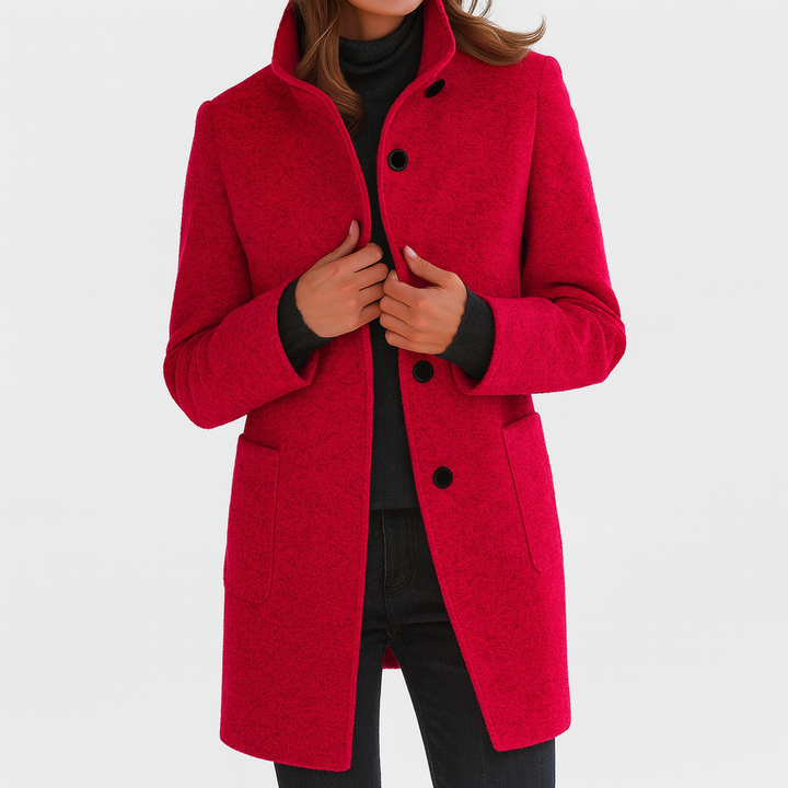 Women's Knee-Length Professional Coat for Commuting in Red