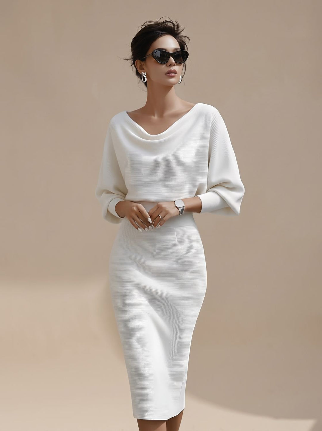 Women's Knitted Midi Jumper Dress for Evening
