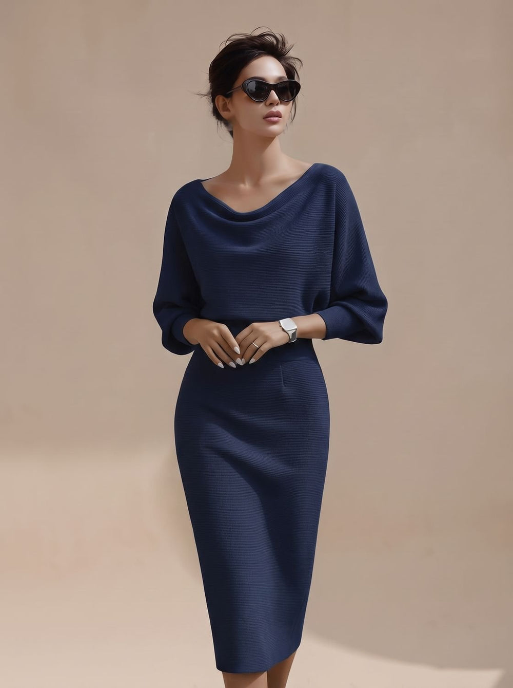 Women's Knitted Midi Jumper Dress for Evening (2)