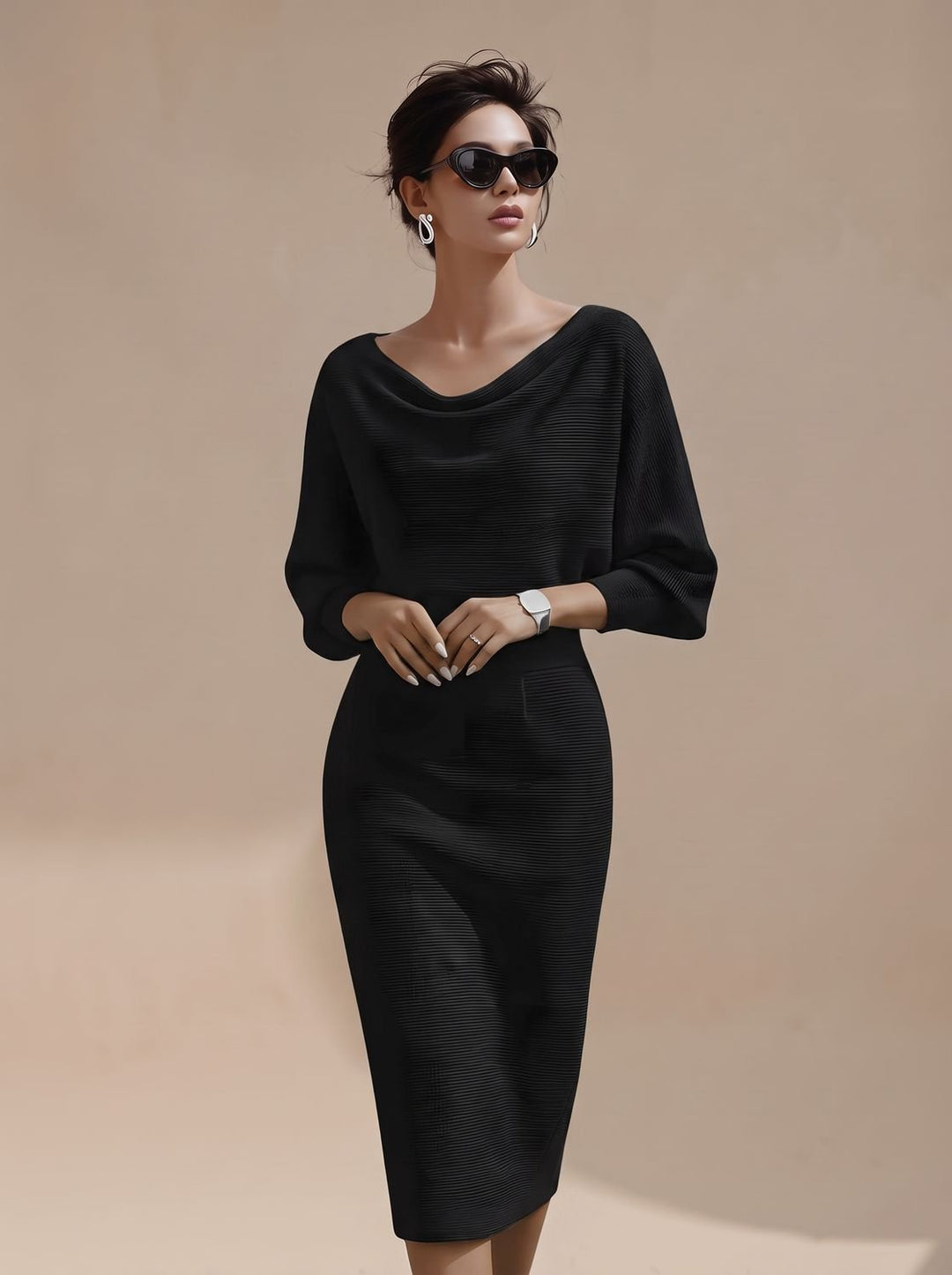 Women's Knitted Midi Jumper Dress for Evening (3)