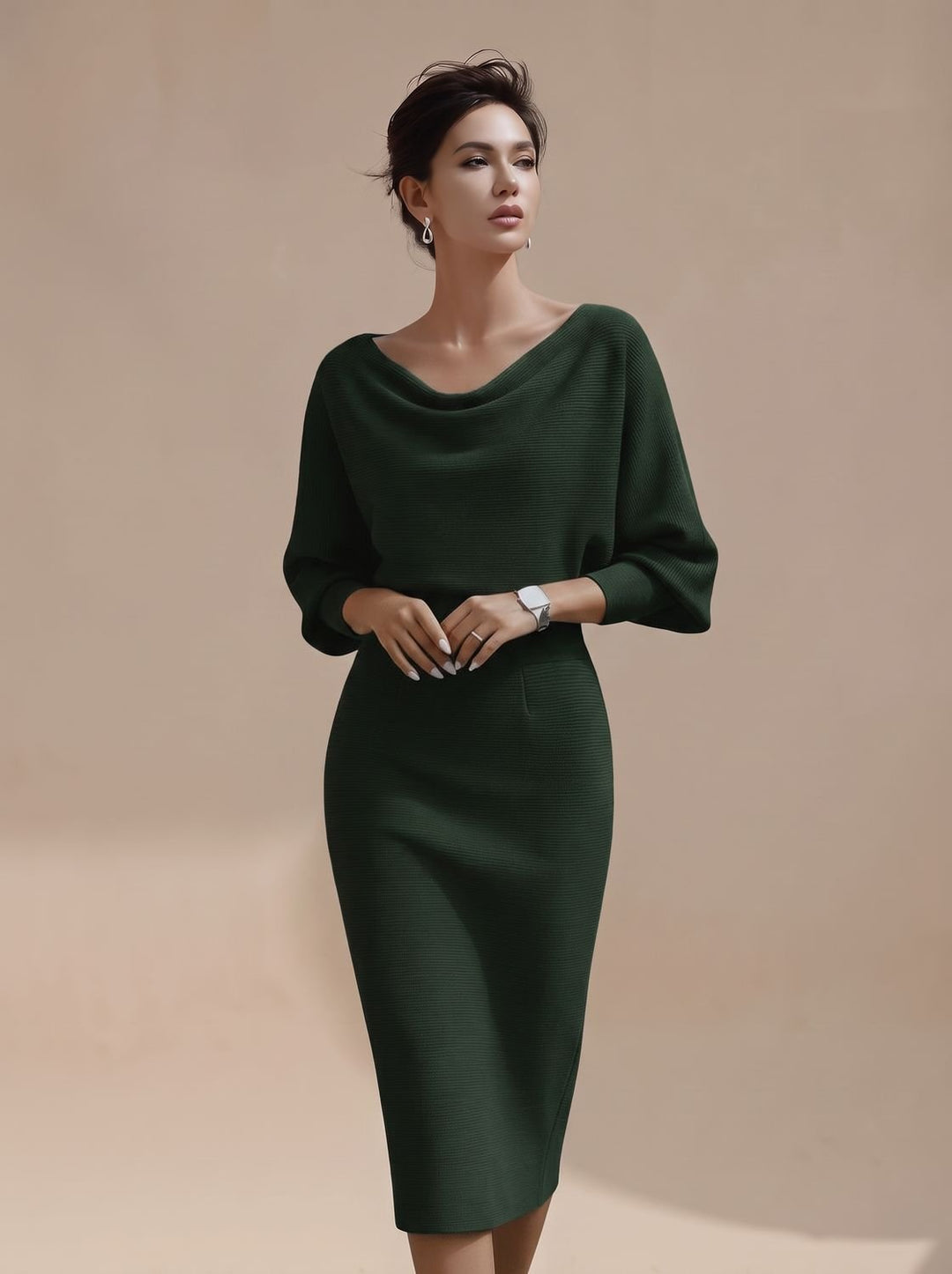 Women's Knitted Midi Jumper Dress for Evening (5)