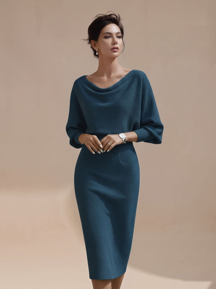 Women's Knitted Midi Jumper Dress for Evening (7)
