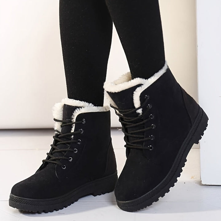 Women's Lace-Up Ankle Boots for Winter in Black