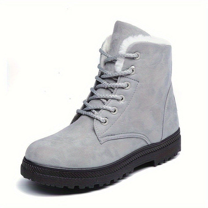 Women's Lace-Up Ankle Boots for Winter in Grey