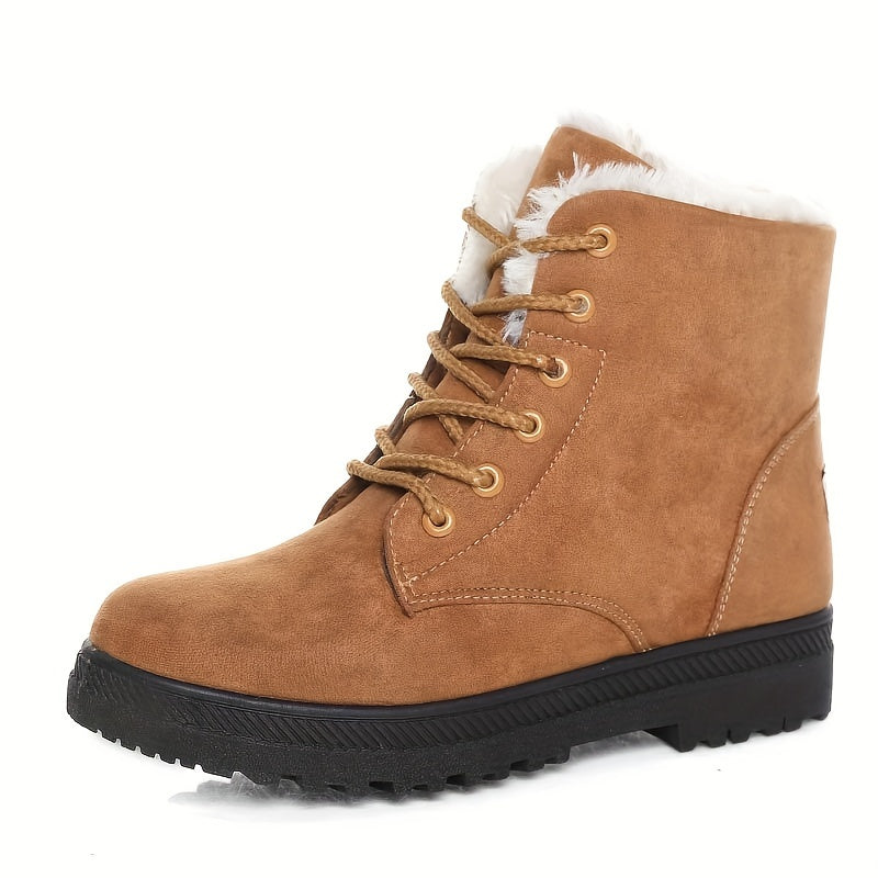 Women's Lace-Up Ankle Boots for Winter in Sepia