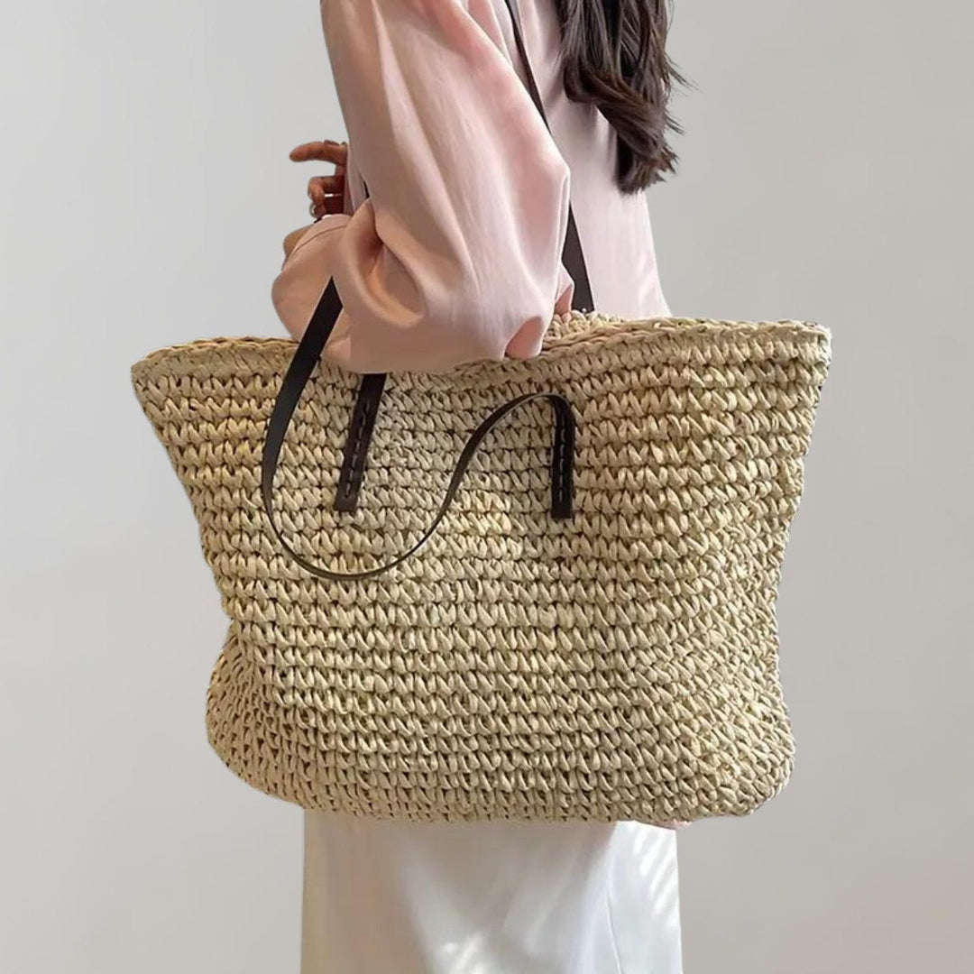 Women's Large Woven Raffia Bohemian w kolorze Beżowy