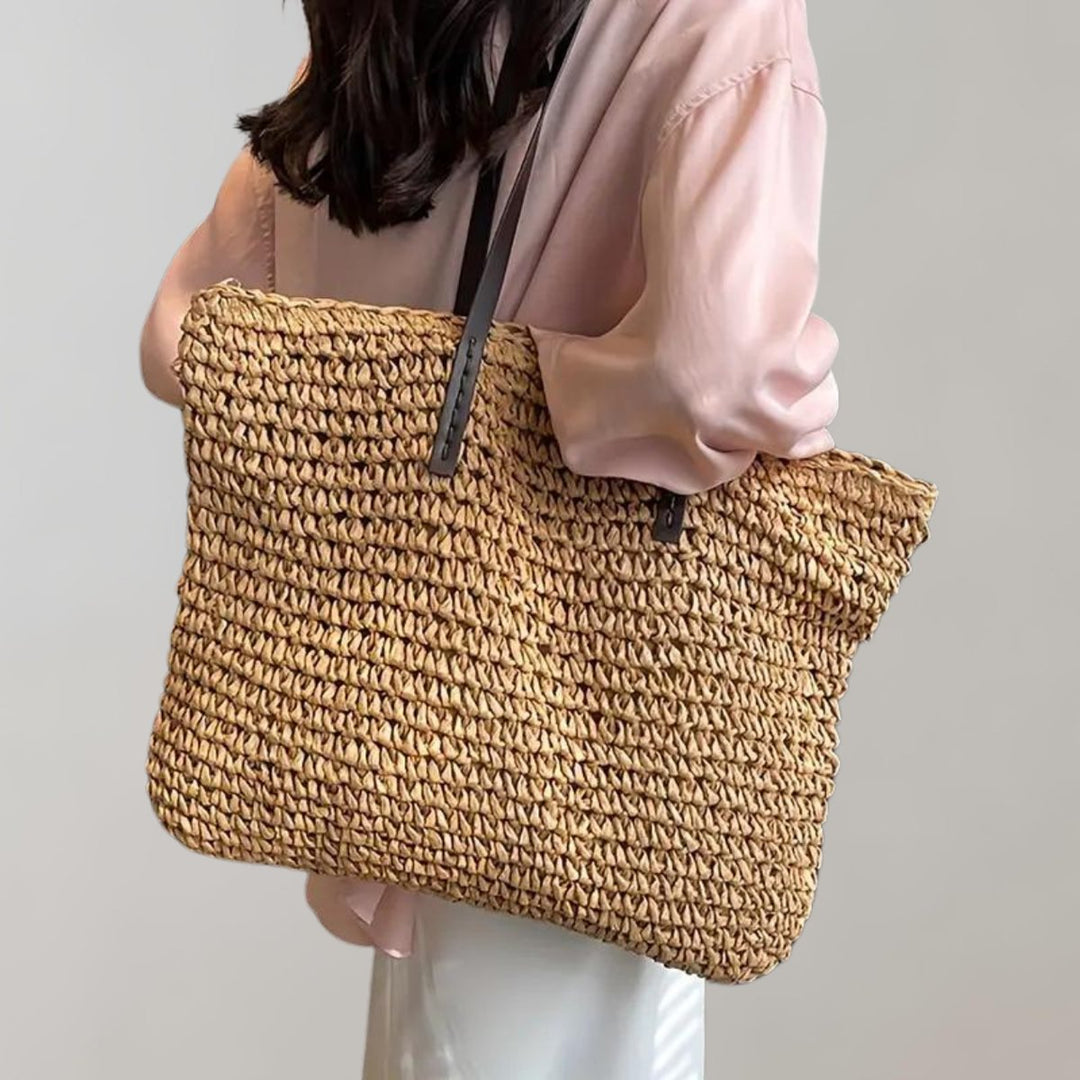 Women's Large Woven Raffia Bohemian w kolorze Khaki