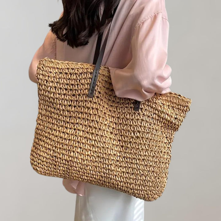 Women's Large Woven Raffia Bohemian w kolorze Khaki