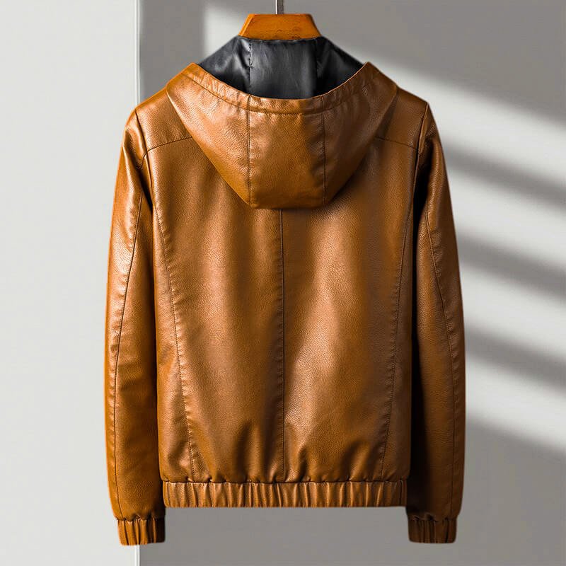 Women's Leather Trench Coat with Hood (4)
