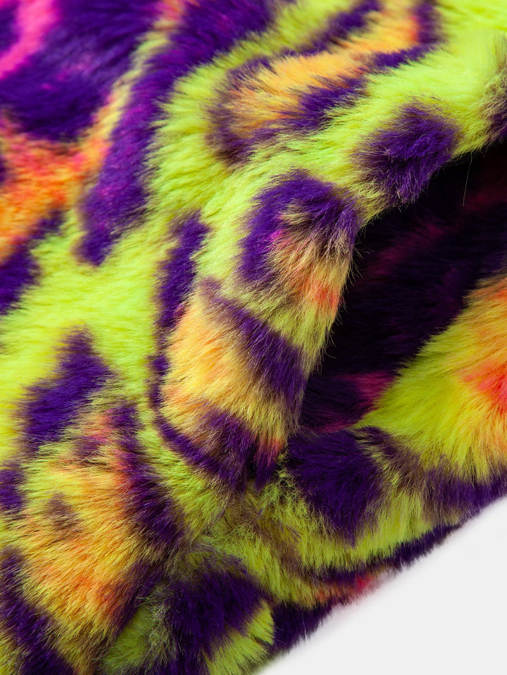 Women's Leopard Longline Faux Fur Trench Coat (4)