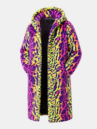 Amber | Women's Leopard Longline Faux Fur Trench Coat