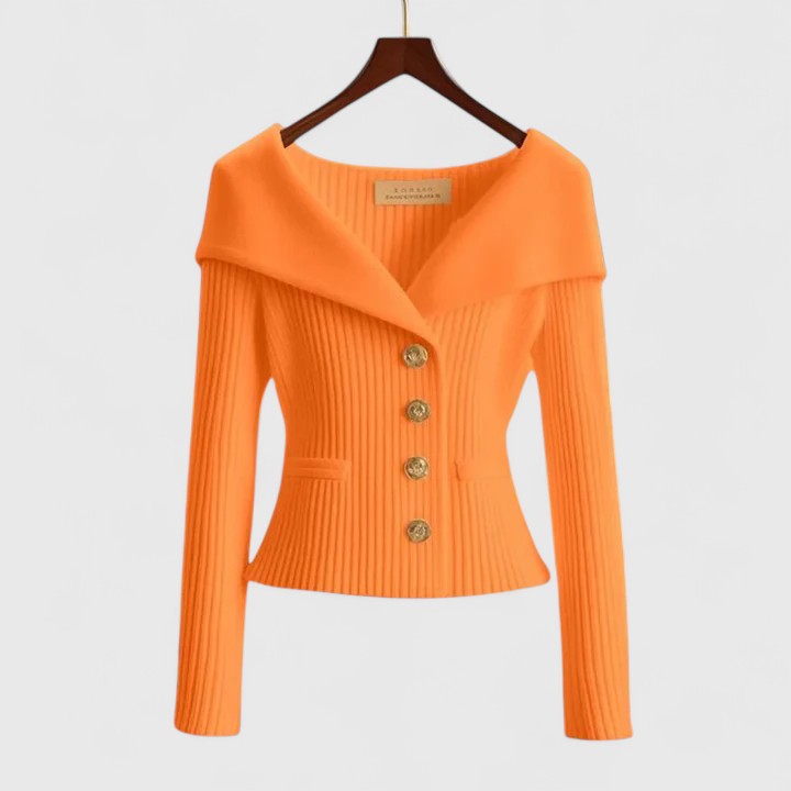 Women's Long Cardigan in Soft Knit in Orange