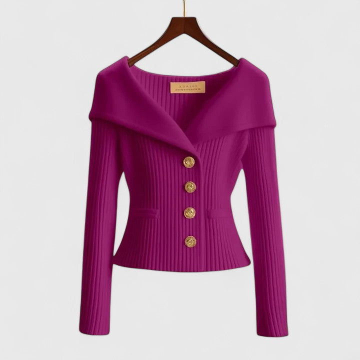 Women's Long Cardigan in Soft Knit in Purple