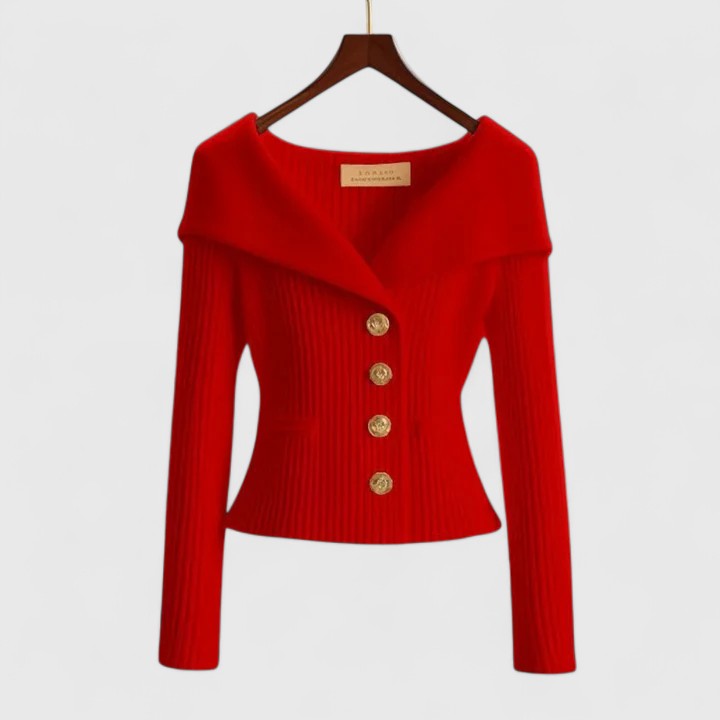 Women's Long Cardigan in Soft Knit in Red