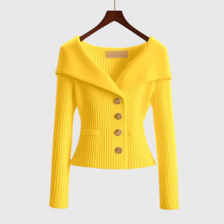 Women's Long Cardigan in Soft Knit in Yellow