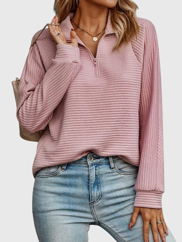 Women's Long Cardigan with V-Neck Zipper (2)