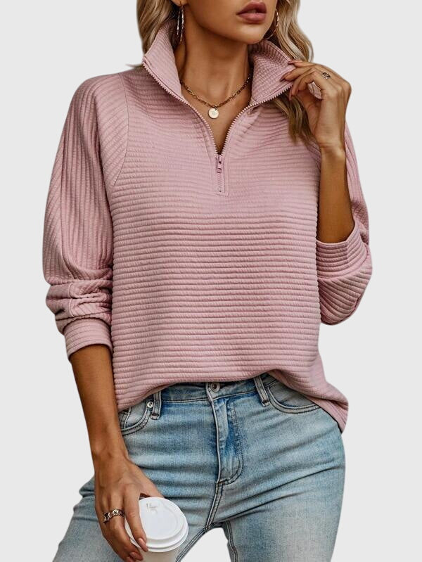 Women's Long Cardigan with V-Neck Zipper (3)