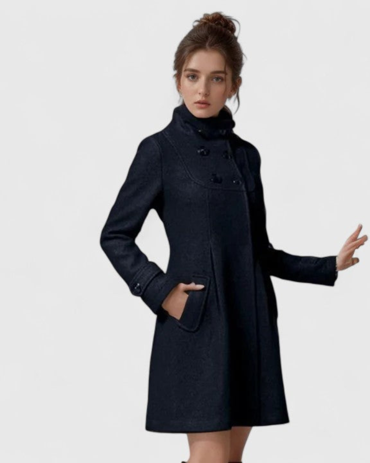 Women's Long Coat with Elegant Tailoring in Black