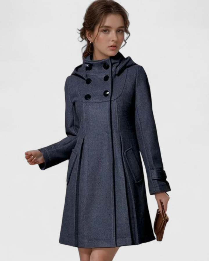 Women's Long Coat with Elegant Tailoring in Dark Grey