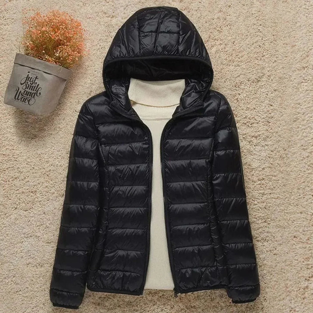 Women's Long Puffer Coat for Winter in Black