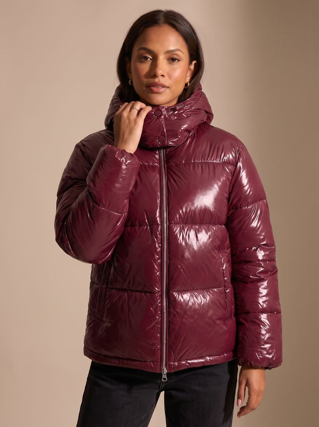 Women's Long Puffer Coat for Winter Layers in Red